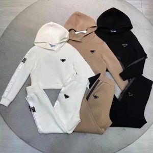 Kvinnliga spårningsdräkter Två stycken sätter Terry Hoodie -byxor Inverterade triangeljackor med bokstäver sida för lady slim jumpers tracksuit autunmn fjäder outwear