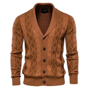 Men's Sweaters Retro Pattern Basic Cardigan 2022 Autumn V-Neck Single-breasted Sweater Knitted Jacket