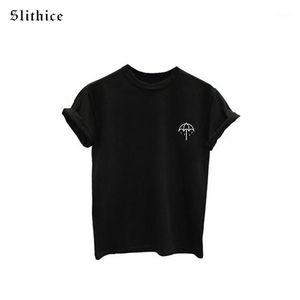 Damska koszulka Slicyce Styl Styl Kobiety T Koszula Topy Moda Krótki Rękaw O-Neck Slim Casual Cute Parasol Print Tshirt Tees dla Lady