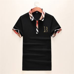 Mens T-shirts Polos Casual skjortor Kort ärmtryck Plus Size Men Classic Business Button Lapel Slim Fit High Quality Shirt Men's Solid Color Shirt Stylish #37