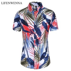 Camisas florais do novo verão Button casual para baixo de manga curta camisa havaiana de tamanho grande 6xl 7xl Moda impressa camisas de negócios T200505