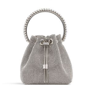Luxury Diamonds Evening Bag Designer Crystal Mesh Bucket Handväskor Rhinestones Chains Shoulder Crossbody Väskor Small Party Pures 220614