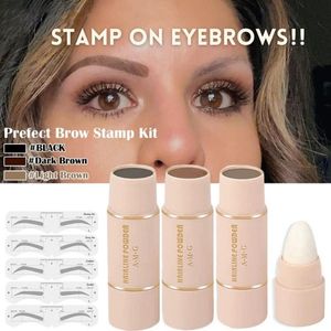 Eyebrow Enhancers 1 Pcs Stamp With 5 Kind Stencil Shaping Makeup Kit Waterproof Brow Powder Vegan Eye Definer Style