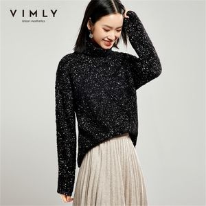 Vimly Autumn Winter Women Turtleneck tröja Fashion Loose Sticked Office Lady Elegant Female Pullover Tops 99168 201225