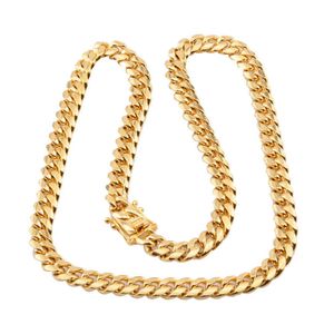 202 Hot Jewelry Men's Miami Cuban Chain Necklace 18k Stainls Steel Gold Cuba Hip-hop Men Boy Necklace