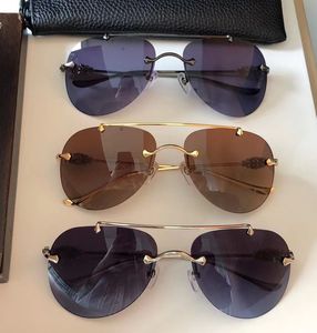 Designer Sunglasses Men Fashion Rimless Sunglasses Big Frame Gray Brown Lens Eyeglasses Brand Driving Sun Glasses with Original Box