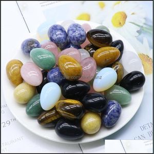 Stone Loose Beads Jewelry Natural Egg Shaped 30Mm Crystal Jade Tiger Eye Small Rose Quartz Tigers Opal Ornaments Jewelr Dhyk2