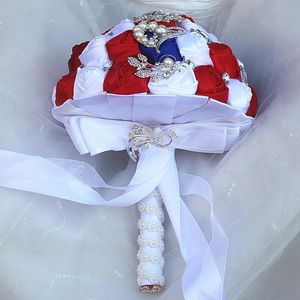 Decorative Flowers & Wreaths Selling Red Blue White Rose Wedding Bridal Bouquet Bridesmaid For DecorationDecorative