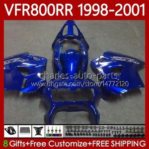 Body Kit für HONDA Interceptor VFR 800RR 800 CC RR VFR800RR 1998 1999 2000 2001 Karosserie 128No.73 VFR-800 800CC VFR800R 98-01 VFR800 RR 98 99 00 01 Verkleidung glänzend blau