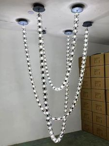 Ljuskronor anpassade halsband lyxiga LED-pendellampor post-modern trappa el villa ingenjörslampor glas deco ligering