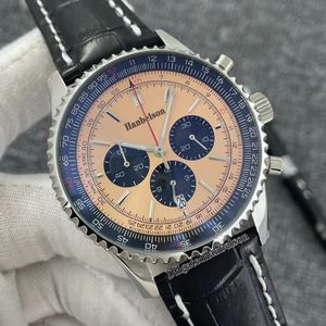 1884 Zegarek męski Montre de lukse vk ruch na rękę chronograf stal nierdzewna obudowa hardex szklana brązowa dita