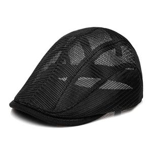 2022 Summer Full Mesh Ivy Cap Dad Newsboy Hat Men Big Skute Beret Black Beige 5658CM 5860CM J220722