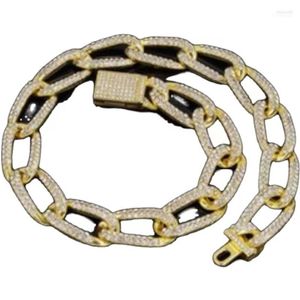 Cadenas para hombres Hip Hop Rock Street Iced Out Chain Bracelet 15mm Miami Cuban Collar para hombres Venta al por mayor Gold Rapper Jewelry Drop Elle22