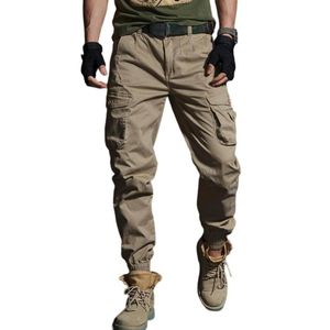 Męskie spodnie Plus size Men Solid Kolor Multi Pockets Joggers Spodnie luźne kostki związane