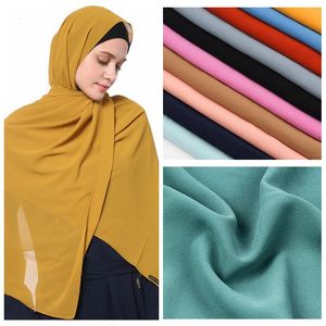 Eleganta blygsamma kvinnor bubbla chiffong wrap solid överdimensionerar muslimsk huvud halsduk damer sjal och kvinnlig foulard hijab -stolar