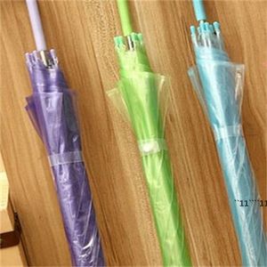 다채로운 투명 긴 스트레이트 핸들 우산 자동 검은 무지개 사용자 정의 로고 우산 방수 8 뼈 우산 RRA13376