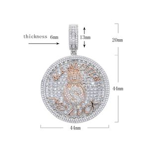 Wholesale necklace bags for sale - Group buy Bling Round Custom Letter Pendant Iced Out Money Bag Dollar Symbol Necklace Paved A CZ Cubic Zircon Men Hip Hop Jewelry