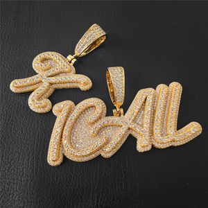 Nowy mody Gold Pleted Full Bling C Stone Custom Name Letter Naszyjnik z łańcuchem liny 3 mm 24 cali dla mężczyzn