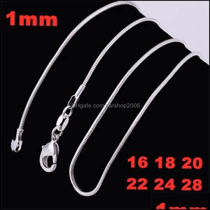 Chains 1Mm 925 Sterling Sier Plated Smooth Snake Women Necklaces Jewelry Size 16 18 20 22 24 26 28 Inch Wholesale Drop De Carshop2006 Dhcnd