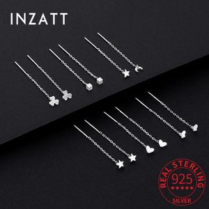 Wholesale silver chain earrings for sale - Group buy Stud INZAReal Sterling Silver Moon Star Heart Square Clover Chain Tassel Earrings For Fashion Women Classic Fine JewelryStud