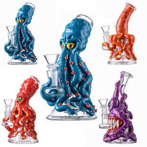 Unique Hookahs Octopus Glass Bongs Eyes Teeth Style Water Pipes Halloween Showerhead Perc Percolator Oil Dab Rigs In Stock Ready To Ship