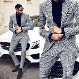 Stylish Men's Suits 2022 Modern Blazer Suit Two Pieces Wedding Tuxedos Peaked Lapel Man Casual Outfit Custom Made Business Suit
