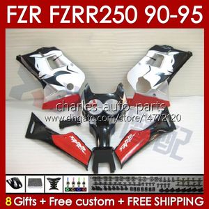 Zestaw Fairings dla Yamaha FZRR FZR 250R 250RR FZR 250 FZR250R 143NO.72 FZR-250 FZR250 R RR 1990 1992 1993 1994 1995 FZR250RR FZR-250R 90 91 92 93 94 95 Red Bloszy