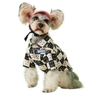 格子縞の犬のアパレル服スマイルデニムペットTシャツ小さい犬ファッションサマーキャットシャツ子犬服ドロップシッピングカウボーイクロス