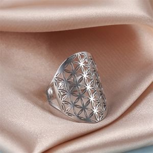 Викинг цветок жизни кольцо винтажные регулируемые геометрические кольца из нержавеющей стали для женщин -ювелирных изделий для женщин Оптовые 220728
