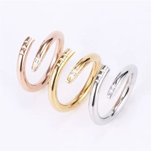 Bandringe für Damen, luxuriöser Designer-Schmuck, hochwertiger Edelstahl, verblasst nicht, nicht allergisch, Herren Damen, Liebe, Diamanten, kreative Mode, Gold, individueller Nagelring