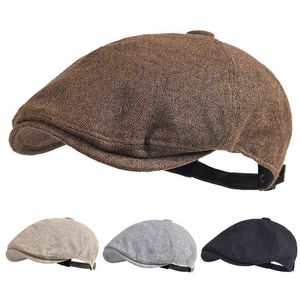 Men Summer Berets Outdoor Breathable Newspaper Boys Hat Spring Flat Hats Solid Duck Mouth Hats Vintage Gatsby Beret Hat Women J220722