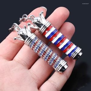 Nyckelringar Barber Shop Frisörverktyg Keychain 3D Pole Light Razor Hair Clippers Chåger Combs Scissors Pendant Key Chains smycken Enek2