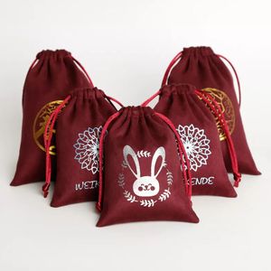 Wholesale wine pouches resale online - Custom Burgundy Faun Suede Leather Gift Bags Free ship pack of Candle essential oils Wine red Drawstring Suede Sack Makeup luxry Jewelry Logo Packaging Pouches