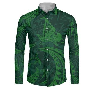 Men s Dress Shirts Fashion Fall Long Sleeve Shirt Men Butterfly Print Polynesian Green For Plus Size Mens PartyMen s
