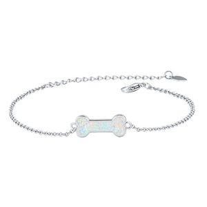 Charm armband söt kvinnlig vit blå eld opal armband silver färgkedja för kvinnor trendiga hund ben bröllop armeletcharm