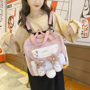 School Bags 2022 Japanese Vintage Girl Messenger Backpack Korea Cute Cartoon Ears Student Bow Jk Uniform Bag Itabag