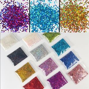 Holografiska glitter paljetter nageldelar dekor blanka flingor design naglar accesorios manikyr leveranser för proffsuppsättningar 220525