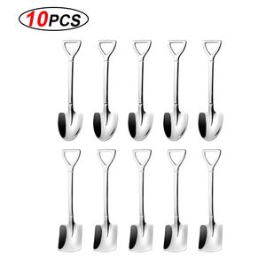 10 st rostfritt stål spade kaffesked set scoop spade kreativ te- glass dessert födelsedagspresent tabell 220509