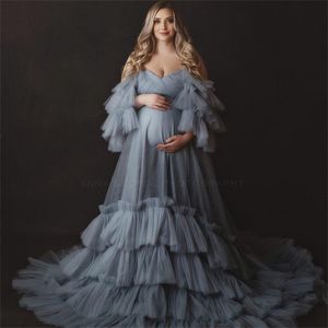 Balo Moda Elbiseleri Kadınlar İçin 2022 Bebek Duş Önlükleri Seviye Ruffles Doğum Fotoğraf Çekim Elbisesi Özelleştir