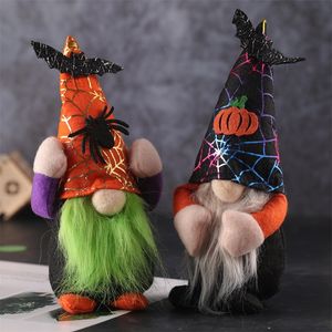 Halloween Decorations Feestelijke pluche speelgoedpoppen voor kinderen en vrienden Spider bat pompoenpatroon hoeden Halloween Gnomes Doll Party Gift QY D3
