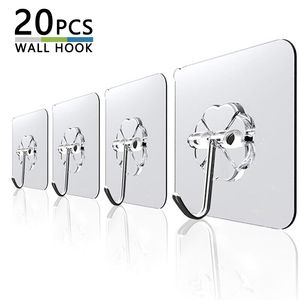 20Pcs 6x6cm Transparent Strong Self Adhesive Door Wall Hangers Hooks Suction Heavy Load Rack Cup Sucker for Kitchen Bathroom 220527