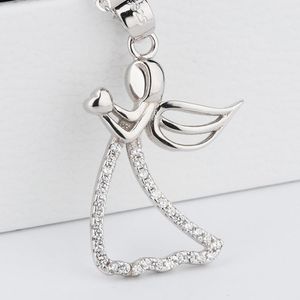 Chains Sterling Silver Lady Angle Pendant Necklace For Women 925 JewelryChains