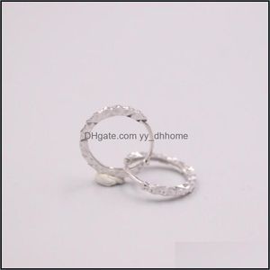 Hoop Hie Earrings Jewelry Real Pure 18K White Gold Carved Circle Men Woman Gift 0.9G Drop Delivery 2021 U3Bwv