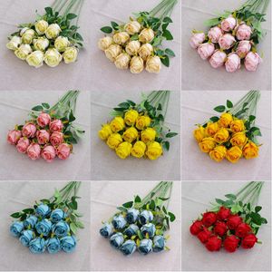 Single Head Artificial Bulgarian Rose Flowers 51 cm Längdsimulering Rose For Home Bridal Wedding Party Festival Decor