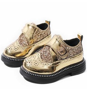 Children Sneakers Spring Autumn Kids Baby Leather Shoes British Style Shiny Child Boys Girls Shoes Performance Wedding