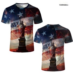 Sommer Casual Kurzarm Amerikanische Flagge Retro-Stil Interessante Freiheitsstatue Rundhals T-Shirt Straße Casual 3D T-Shirts 220614
