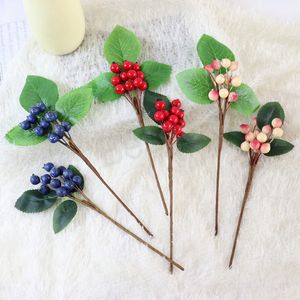 Christmas Decoration Artificial Berry Short Branch Simulation Plant DIY Ornament Berry Banquet Festival Gift Box Decor Supplies BH6590 WLY
