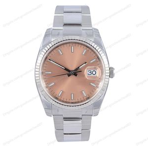 Luxury Edition Factory Watches 2813 Movimento automático Relógio masculino de 36mm Pink Dial Fashion Ladies Wristwatch Sapphire Glass Aço inoxidável M115234 Relógio