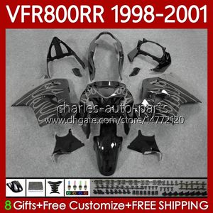 OEM Bodys For HONDA VFR 800RR 800 CC RR Interceptor Grey flames 1998-2001 128No.171 VFR-800 VFR800 RR VFR800RR 98 99 00 01 800CC VFR800R 1998 1999 2000 2001 Fairing Kit