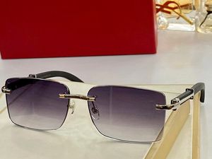 Schwarz-silberne Sonnenbrille für Damen, trendige Luxus-Quadrat-Brille aus echtem Büffelhorn, Herrenmarke Carti Sunglasse Vintage Carter Buffs Randlos
